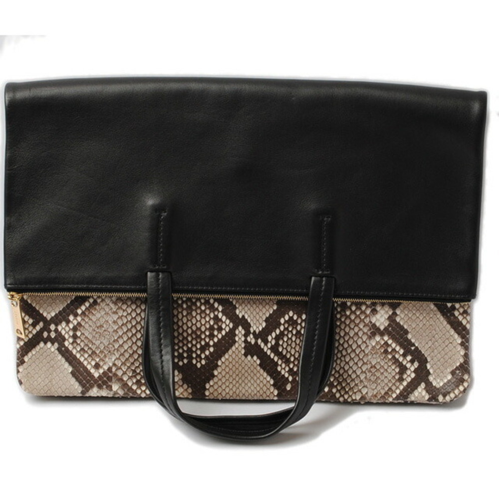 Celine Folded Cabas Tote Clutch Bag Black Python